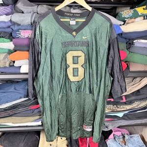 Nike Spartans Football Jersey Green Gold Number 8 XXL Mens Long Sleeve